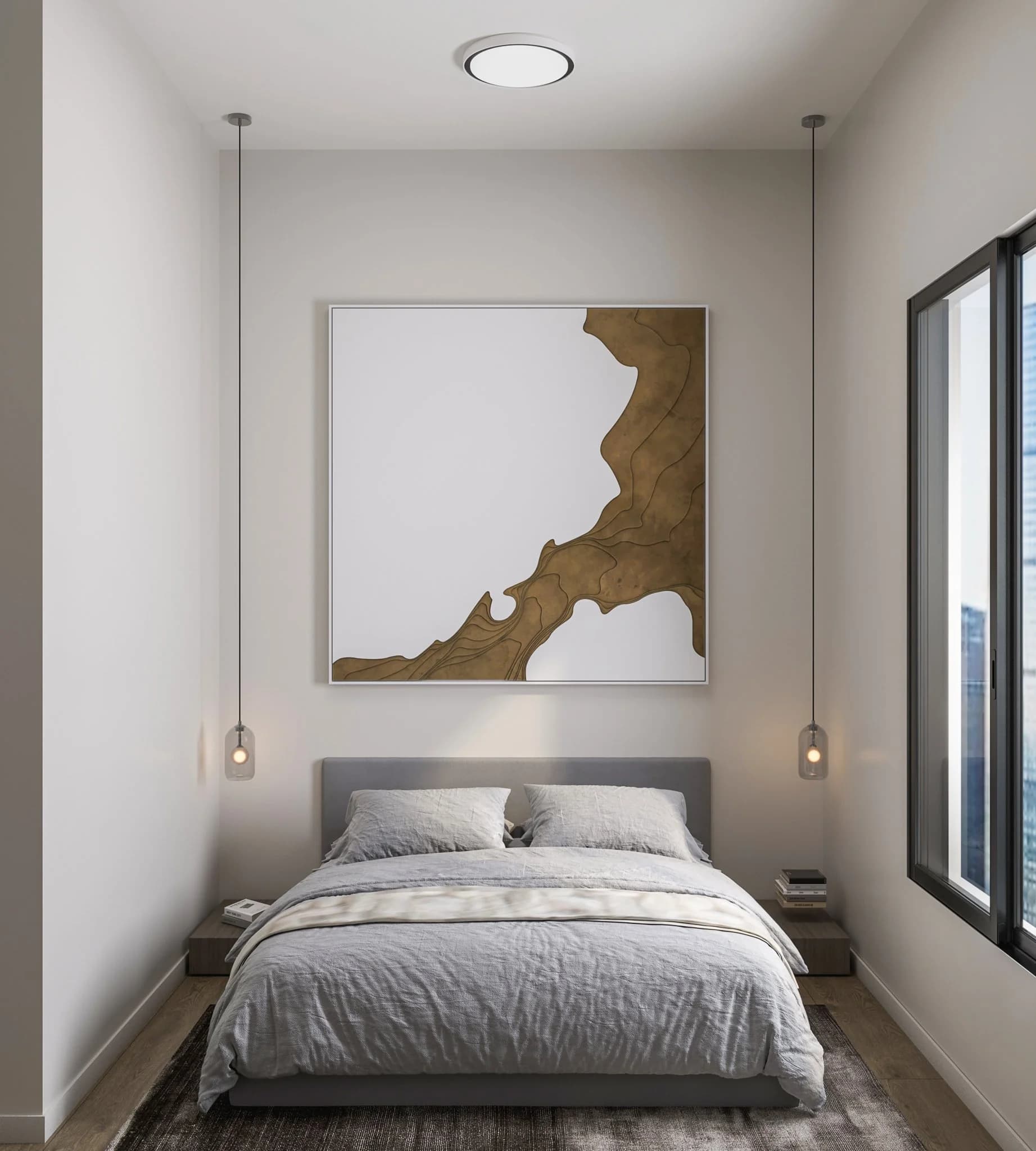 Serenity bedroom interior rendering
